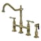 Kingston Brass Bridge Kitchen Faucet with Brass Sprayer, Antique Brass KS1273TALBS - alternate 1